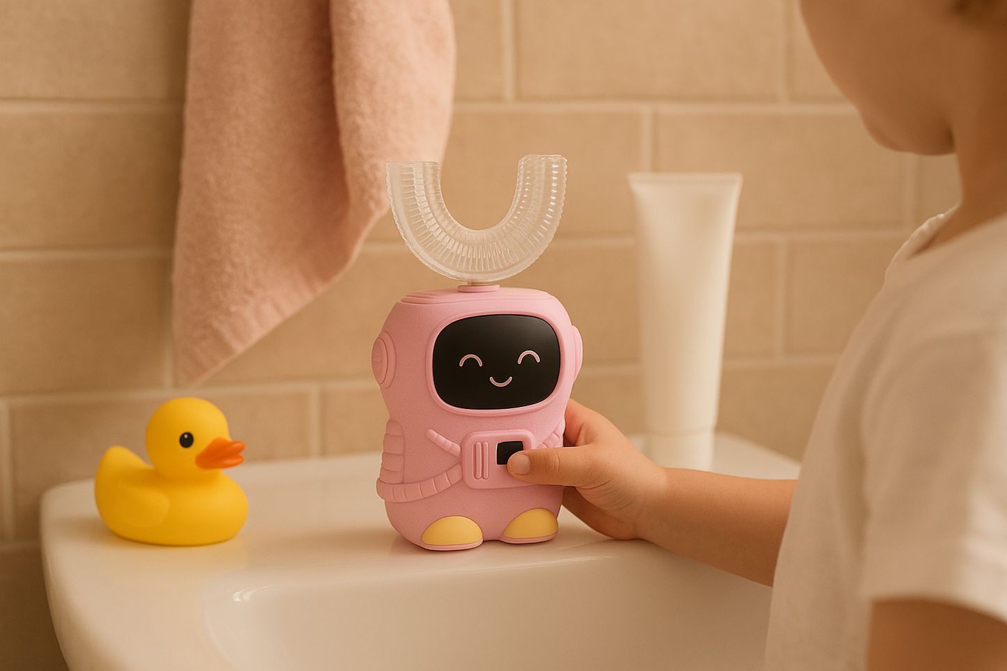 Sensory 360° U-Shaped Kids Electric Toothbrush – Astronaut Design, Ages 2-7, 5 Modes, Auto Memory, Multiple Brush Heads, Travel-Friendly