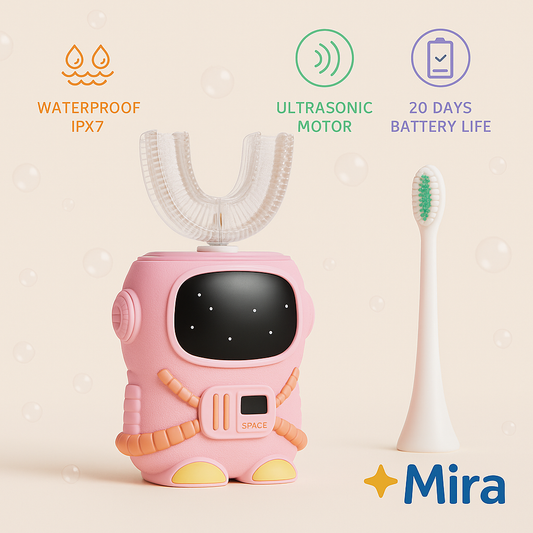 Sensory 360° U-Shaped Kids Electric Toothbrush – Astronaut Design, Ages 2-7, 5 Modes, Auto Memory, Multiple Brush Heads, Travel-Friendly